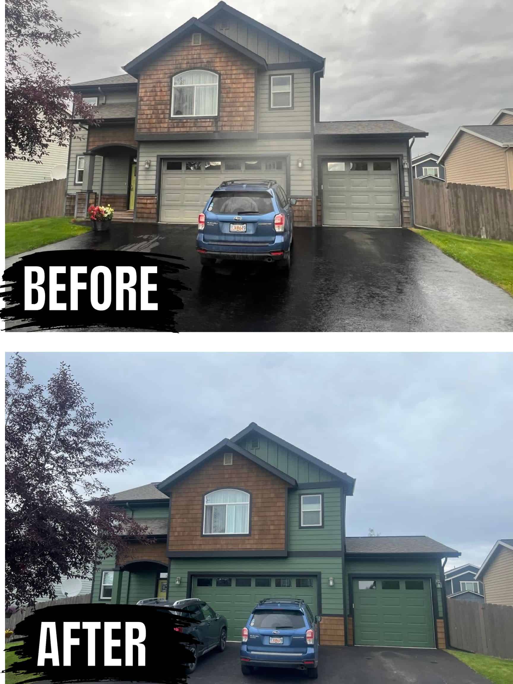 before after residential exterior painting
